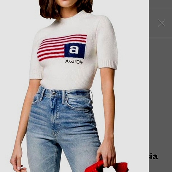 Alexander Wang Tops | Alexander Wang Rareusa Flag Sweater Top | Color: Red/White | Size: Xs | Mrsoswald's Closet